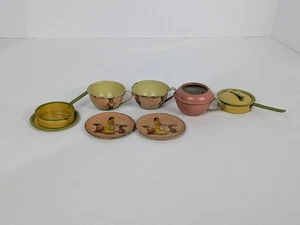 Vintage Ohio Art Tin Litho 1937 Disney Snow White Dwarfs Mini Tea Set Kitchen  - Picture 1 of 24