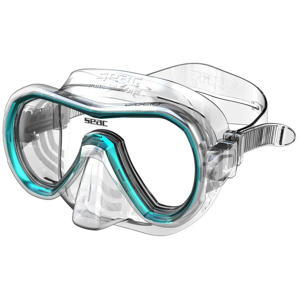 SEAC Giglio Snorkel & Scuba Diving Mask, Adults & Youth, Transparent/Aquamarine - Image 1 of 1