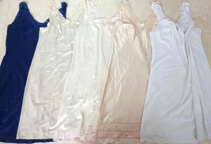 5 combinaisons nuisettes nylon satin dentelle vintage taille XL FR46 UK18 - Picture 1 of 4
