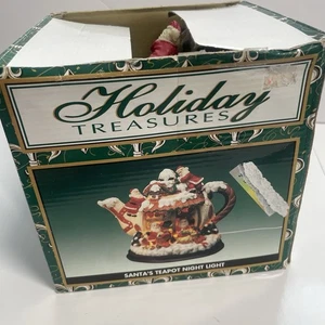 Night Light Teapot Decoration Christmas Holiday Santa Snow Home - Picture 1 of 4