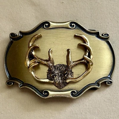 Hebilla de cinturón Raintree Antlers 1980 vintage tono dorado Foto 1 de 4