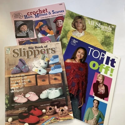 Slippers 27 Designs Crochet Pattern Booket Leisure Arts Lot Of 4 Books Vintage - Image 1 of 4