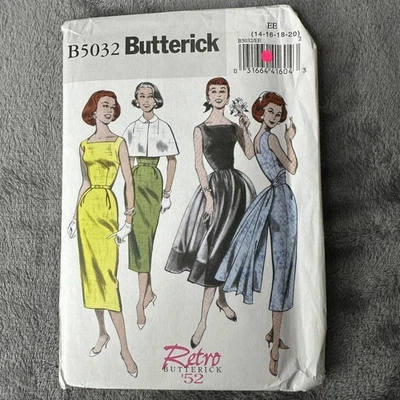 Butterick Retro 52 Dress Sewing Pattern B5032 Sizes 14-20 Capelet Overskirt Easy - Image 1 of 4