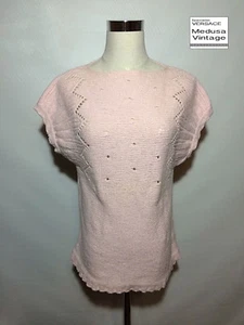 GIANNI VERSACE VINTAGE '99 ROSE PINK SWEATER DOLMAN CASHMERE SILK WOOL HOLES - Picture 1 of 12