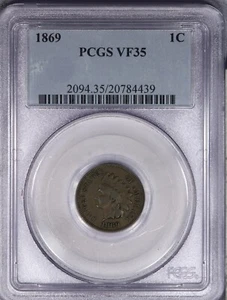 1869 Indian Head Cent 1c PCGS VF35 - Picture 1 of 2