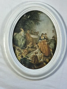 Vintage Action Italy White Metal Victorian Picture Framed Art 8” - Picture 1 of 15