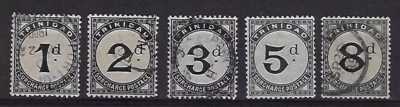 Trinidad: 1923; Scott J1-J2-J3-J5-J7, franqueo debido negro, usado, bueno, EBB116 Foto 1 de 2