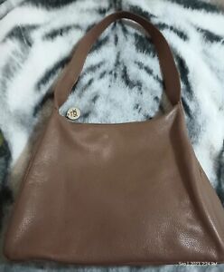 The Sak Pure Leather Hobo Bag Shoulder Purse Dark Taupe/Brown 