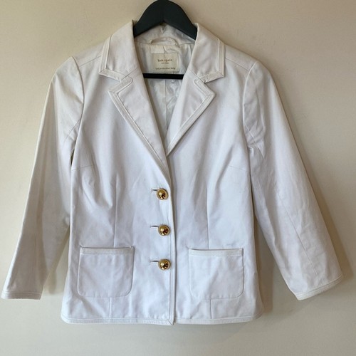 GIACCA KATE SPADE ESTIVA ILANA CAPPOTTO SPORTIVO BLAZER BIANCO ORO Taglia 2
