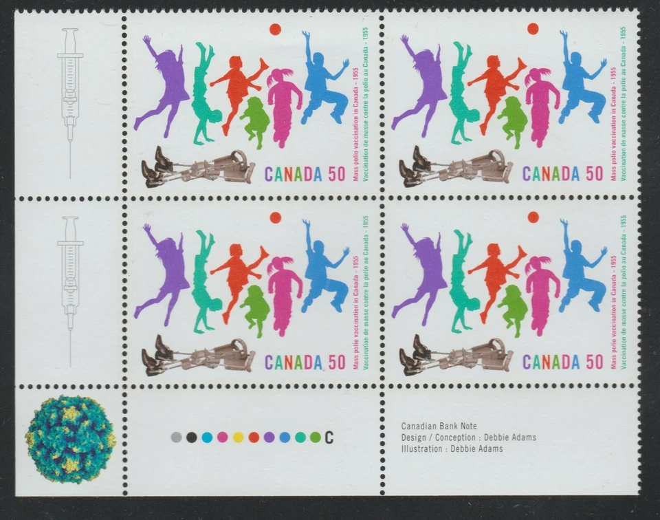 2005 Canada SC# 2120 LL - Polio Vaccination - Plate Block M-NH Lot # 3557c - Image 1 of 1
