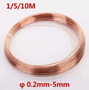 1/5/10M Pure Copper round wire ( Dead Soft ) Solid Bare 0.2mm to 5mm Copper Wire - Picture 1 of 6