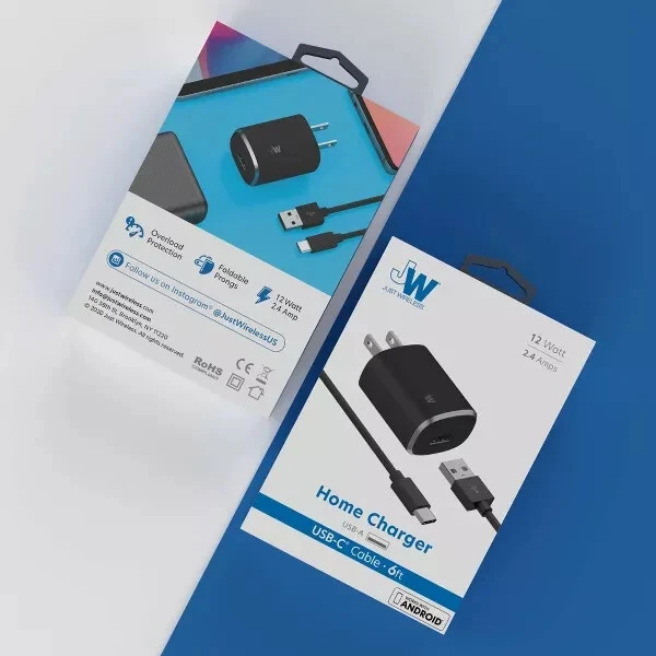 Cargador doméstico JW Just Wireless 2.4A/12W USB-C con cable de 6 pies Foto 1 de 1