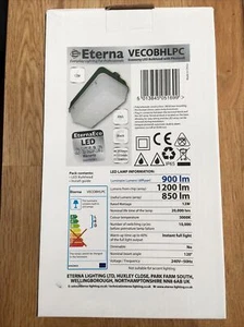 Eterna VECOBHLPC Economy 12W LED Bulkhead With Photocell Black 3000K IP65 - Picture 1 of 5