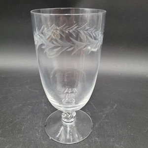 Fostoria Holly Clear Iced Tea Goblets Etched Laurel Glass Multiples Available - Picture 1 of 9