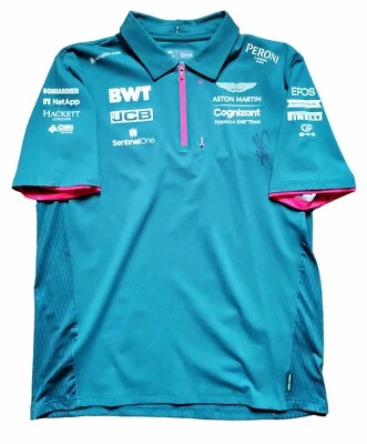 F1, Sebastian Vettel SIGNED ASTON MARTIN F1 SPONSOR PIT CREW SHIRT 2021 "L" NEW  - Image 1 of 4