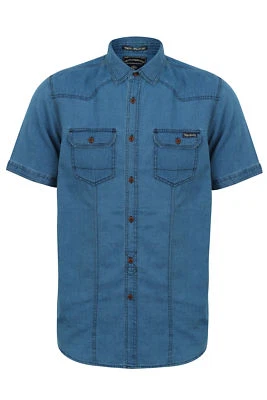 Tokyo Laundry Mens Perez Denim Shirt Designer Pure Cotton Button Up Jean - Small - Image 1 of 2
