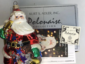 Christmas OrnamentKurt Adler Polonaise Glass Ornament #AP1012 2000 Santa Moon 🎅