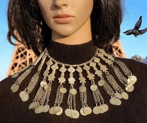 Boho Handmade Afghan Old Metal Beads Metal Banjara Tribal Gypsy CHOKER Necklace - Picture 1 of 3
