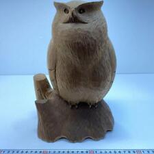 Owl Wood Carving Statue 12.2 inch tall Japanese Figurine