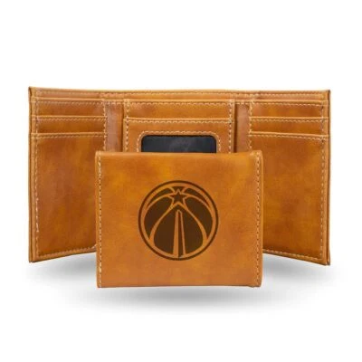 Washington Wizards NBA Laser Engraved Brown Trifold Wallet - Image 1 of 4