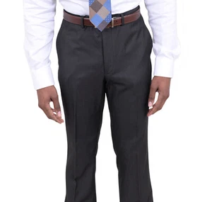 Kenneth Cole Reaction Classic Fit Black Pindot Men's Flat Front Dress Pants 35W - Picture 1 of 1