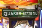 RARE QUAKER STATE MOTOR OIL DEALER PORCELAIN METAL SIGN FORD MOPAR CHEVY GAS