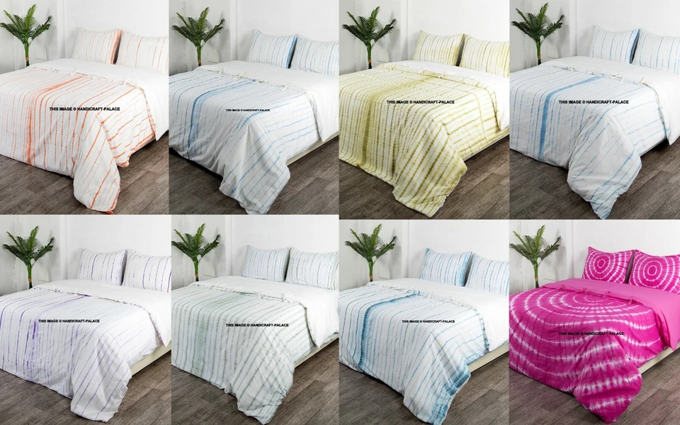 Funda nórdica Tie Dye tamaño king Doona funda india shibori algodón edredón boho Foto 1 de 1