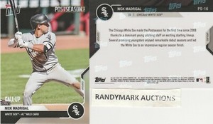 Nick Madrigal WHITE SOX 2020 TOPPS NOW POSTSEASON AL WILD CARD PS-16 SP 1064 RC