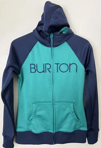 Burton Scoop Long Hoodie Sweatshirt Fleece Soft Shell M Navy Blue Green Dry Ride - Picture 1 of 8