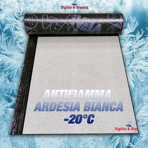 GUAINA ANTIFIAMMA SOTTO FOTOVOLTAICO ARDESIATA BIANCA -20°C ROTOLO 10 MQ - Foto 1 di 2