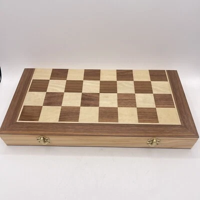 Wooden Chess Set W/ Felted Game Board Interior for Storage Wood Pieces - Image 1 of 4