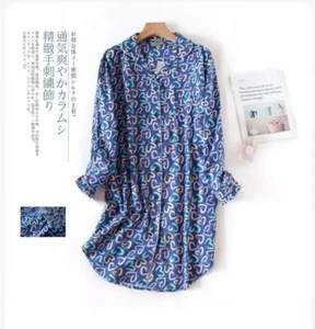 Long Flannel Nightgown for Womens Flannel Nightgown Button Down Boyfriend - Picture 1 of 1