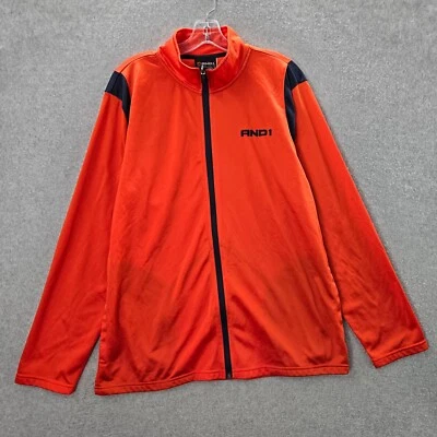 AND1 Hombres Chaqueta de Pista Grande Naranja Cremallera Completa Logo Simulado Cuello Bolsillos Manga Larga Foto 1 de 4