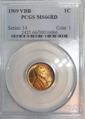 1909 VDB Lincoln Wheat Cent MS66RD PCGS GRADED - Image 1 of 4