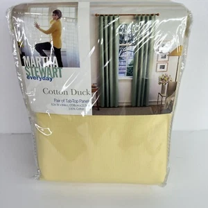 Martha Stewart Cotton Duck Pair Tab Top Yellow Curtain Panels 82 x 84 - Picture 1 of 4