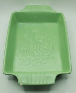 Vintage Shawnee Apple & Pear Dish Green Serving Dish Square with Handles - Picture 1 of 13