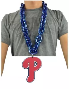 New MLB Philadelphia Phillies BLUE Fan Chain Big Necklace Foam - Picture 1 of 2