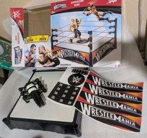WWE Wrestling RING + STICKERS + ROPES NO FIGURES WrestleMania Mattel 2010 Spring - Picture 1 of 1