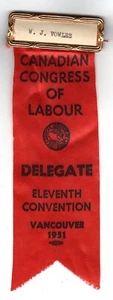 CCL: Canadian Congress of Labour: 1951: Delegate  *actual shipping* - Bild 1 von 2