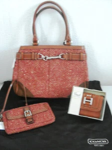 RETRO coach HAMPTONS herringbone NWT carryall HANDBAG & WRISTLET * read FRB WLT - Bild 1 von 10