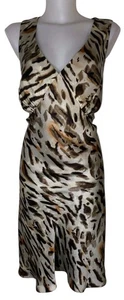 Y2k Lane Bryant Sz 18 Women's Silk Leopard Print Mob Wife Dress Grunge Gothic - Picture 1 of 8