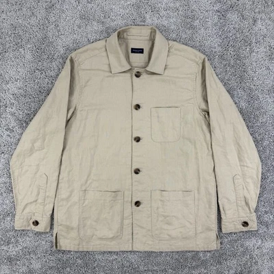 Proper Cloth Chore Coat Men’s L Duca Visconti Taupe Cotton Linen Basketweave - Image 1 of 4