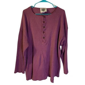Tom Tom California Men's Thermal Henley Shirt Size S Oversized Cotton USA Made - Picture 1 of 6