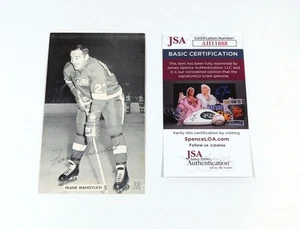 Postal firmada por Frank Mahovlich en blanco y negro 3 x 5,5 Red Wings JSA automática DA057335 - Imagen 1 de 3