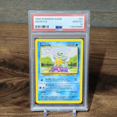 1999 POKEMON Card BASE SET UNLIMITED #63 SQUIRTLE PSA 10 - Image 1 of 2