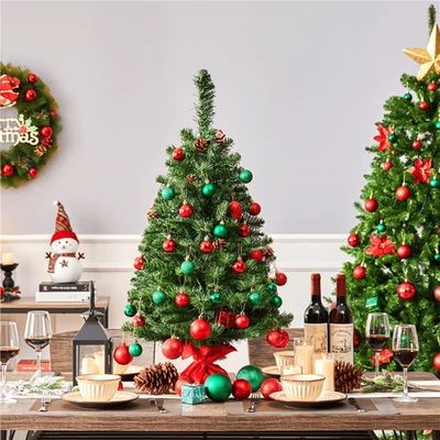 Alden Design 3ft Artificial Xmas Tree Green Tabletop Decoration with Base - Image 1 of 4