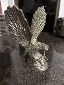 Statua Aquila Placcata Argento Statuina 5” Attacco Posizione Mantello Scrivania Fermacarte - Foto 1 di 8