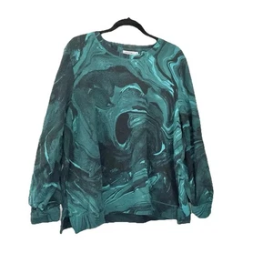 Chicos Sweatshirt Women 4/2XL Green Malachite French Terry Marble Stretch Knit - Picture 1 of 7