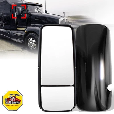 Black Door Mirror Power&Heated Right Side For Kenworth T370 T470 T600 T660 T800 Foto 1 de 4