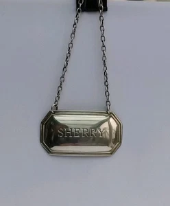 Solid Silver Sherry Decanter Label Francis Howard Sheffield 1983 Hallmarked - Picture 1 of 4